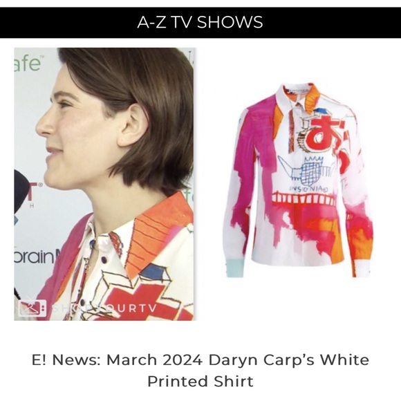 Alice + Olivia Willa Basquiat Pink Red Multi Placket Top - Picture 7 of 13